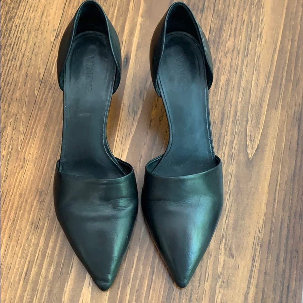 Vince D’Orsay black leather kitten heel